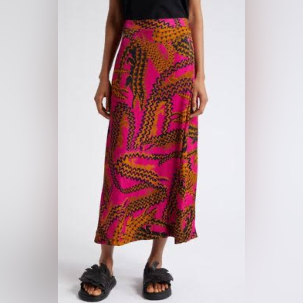 Farm Rio Women's Crocodile-print Satin Midi-skirt size XS